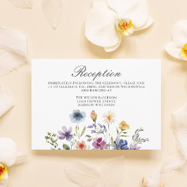 Elegant vildblomster vårbröllopsmottagning tilläggskort