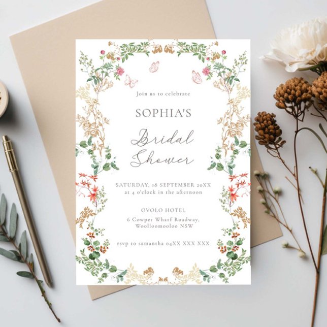 Elegant vildblomsterträdgård Bröllopsdusch för bru Inbjudningar (Skapare uppladdad)
