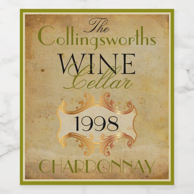 Elegant Vin Flaska-Personlig Vinflaska Etikett (Singel etikett)