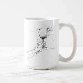 Elegant Vin Glass Toast Sketch Kaffemugg