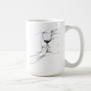 Elegant Vin Glass Toast Sketch Kaffemugg