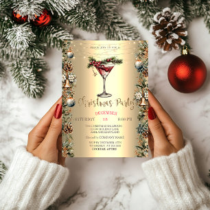 Elegant Vin Kottkottar Bjällror Poinsettia Jul Inbjudningar
