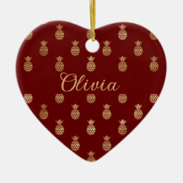 Elegant Vin och Guld Personligen ananas Julgransprydnad Keramik