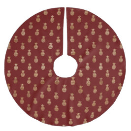 Elegant vin och gyllene ananas julgransmatta borstad polyester