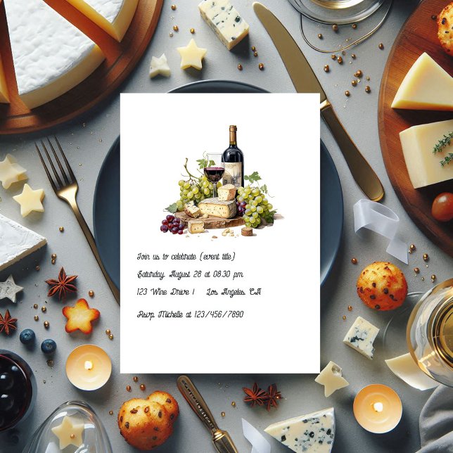 Elegant Vin och Ost Taste Party Inbjudningar (Elegant Wine and Cheese Tasting Party Invitation)