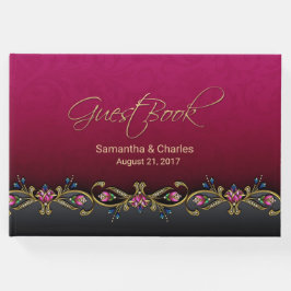 Elegant Vin Red Bröllop Guest Bok