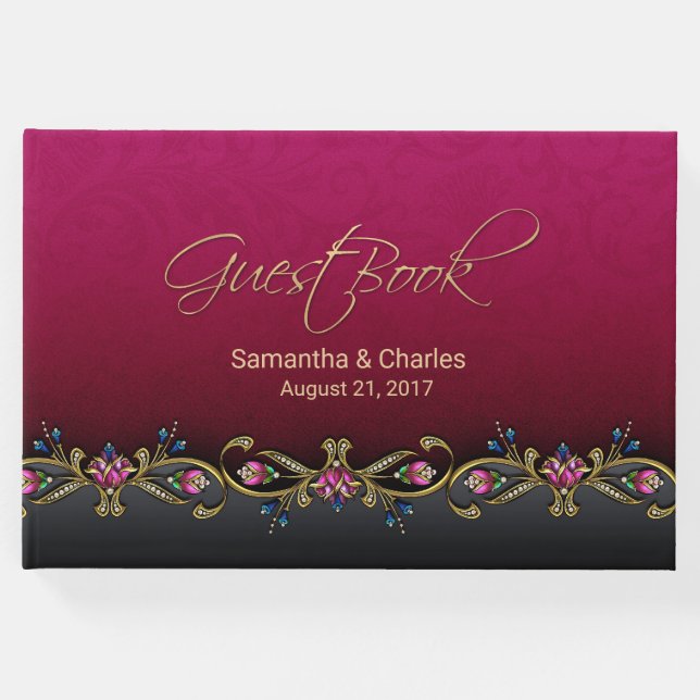 Elegant Vin Red Bröllop Guest Bok (Framsida)