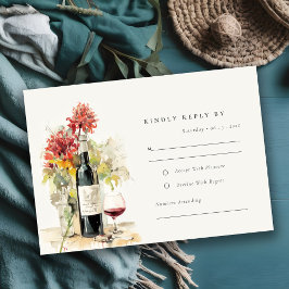 Elegant Vin Red Gult Blommigt Bunch Bröllop OSA Kort