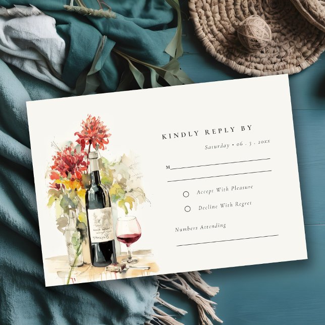 Elegant Vin Red Gult Blommigt Bunch Bröllop OSA Kort (Skapare uppladdad)