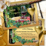 Elegant Vin ThLED Födelsedagsfest inbjudan<br><div class="desc">Födelsedagsfest med en lycklig-scen med ost av vin och bra som är inramad av vindruvor,  löv,  vin flaska och glas.</div>