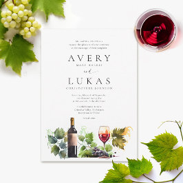 Elegant Vin - vattenfärgsformad Bröllop Inbjudningar