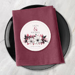 Elegant Vinatage Black Magenta Blommigt Underlägg Papper Rund<br><div class="desc">De här elegant bröllop-underläggen har en vacker blommigt i svart magenta och vitt.</div>