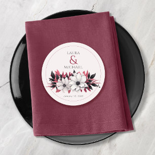 Elegant Vinatage Black Magenta Blommigt Underlägg Papper Rund