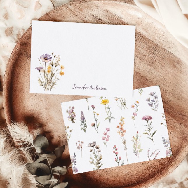Elegant Vinblå Blommig Personlig Brevpapper Anteckningskort (Skapare uppladdad)