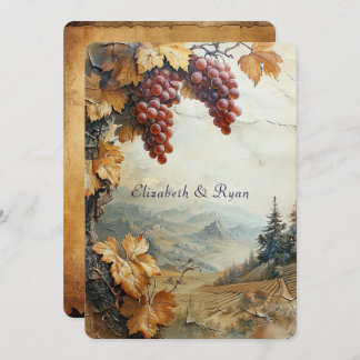 Elegant Vineyard Grape Vine Rustic Inbjudningar