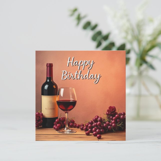 Elegant Vineyard Grattis på födelsedagen Vin och d Kort (Stående Fram)