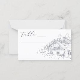 Elegant Vineyard Illustration Destination Wedding Placeringskort
