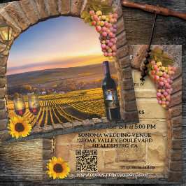 Elegant Vineyard Vin, QR-koden Bröllop Inbjudningar