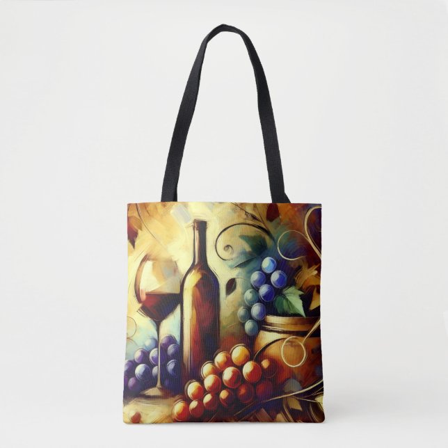 Elegant Vineyard Wine Tote Bag Tygkasse (Framsida)