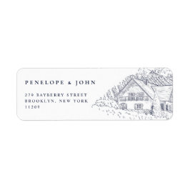 Elegant Vingårdsillustration Bröllopsreturnerad ta Returadress Etikett