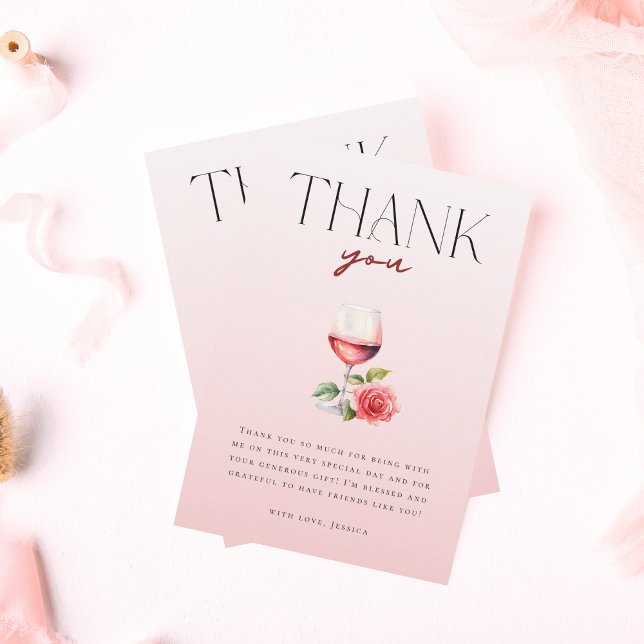 Elegant Vino före Möhippan Vows Vin tema Tack Kort (Skapare uppladdad)
