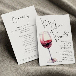 Elegant Vino före Vows Hen Party Helg Inbjudningar