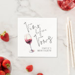 Elegant Vino före Vows Hen Party Pappersservett<br><div class="desc">Elegant Vino före Vows Hen party. Huvudet finns i ett skript för uppsättningen av eleganter. Resten av texten kan du enkelt anpassa.</div>