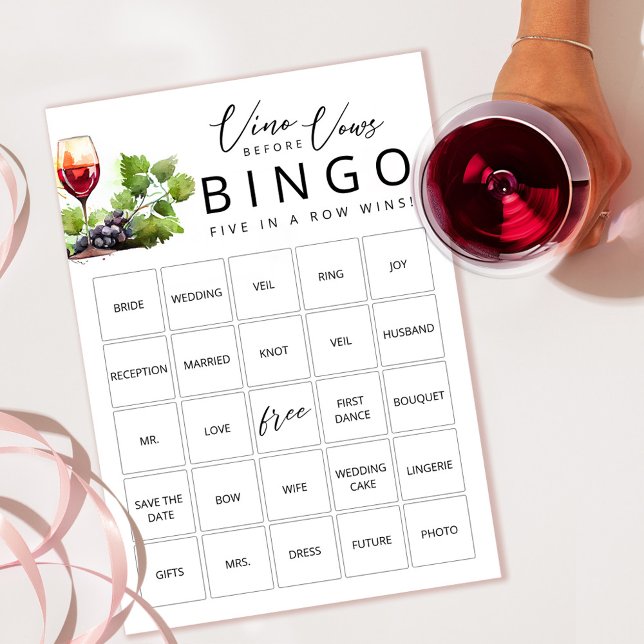 Elegant Vino före Vows Möhippa Bingo Card Inbjudningar (Skapare uppladdad)