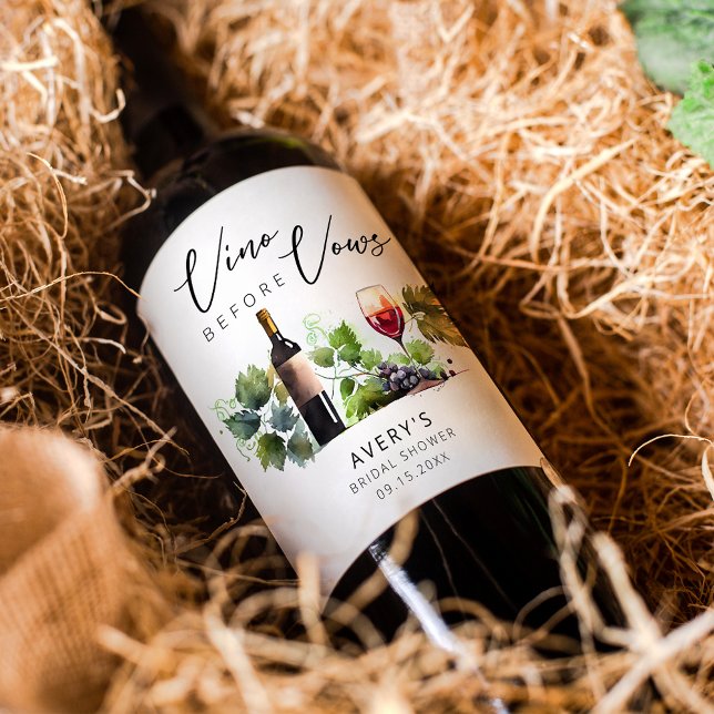 Elegant Vino före Vows-Möhippa Vinflaska Etikett (Skapare uppladdad)