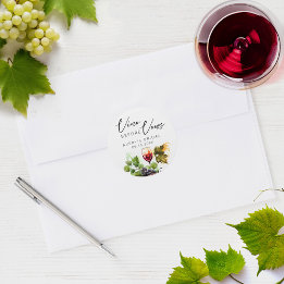 Elegant Vino före Vows Watercolor Vin-provsmakning Runt Klistermärke