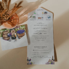 Elegant vinodling Bröllopsinbjudan Allt-i-ett