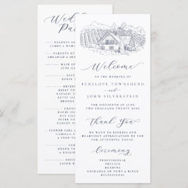Elegant Vinodling Illustration Destination Bröllop Program