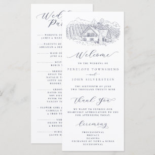 Elegant Vinodling Illustration Destination Bröllop Program
