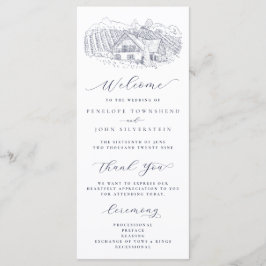 Elegant Vinodling Illustration Destination Bröllop Program