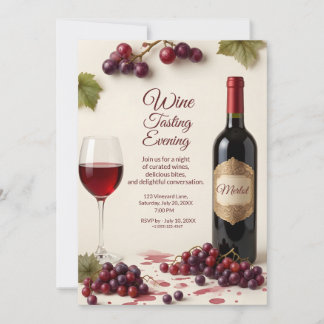 Elegant vinprovningsfestinladan med QR-kod Inbjudningar
