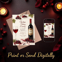 Elegant vinprovningsfestinladan med QR-kod Inbjudningar