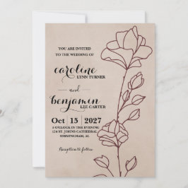 Elegant vinröd blommig bröllopsinbjudan inbjudningar
