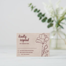 Elegant vinröd blommig RSVP Tilläggskort
