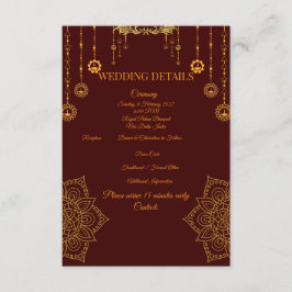 Elegant vinröd & guld bröllopsdetaljkort | tilläggskort