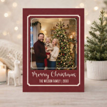 Elegant vinröd jul Anpassad familjefoto
