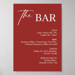 Elegant vinröd julbröllopsbar poster