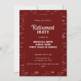 Elegant vinröd matematiklärare pensionärsfest inbjudningar