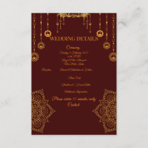 Elegant vinröd och gul bröllopsinformationskort |