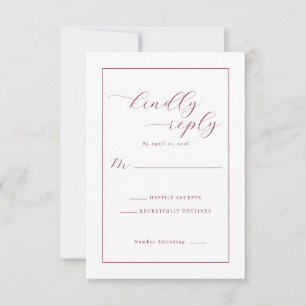 Elegant vinröd RSVP-kort OSA Kort