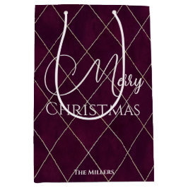 Elegant vinröd rutmönstrad Merry Christmas