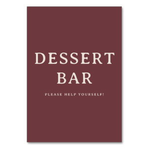 Elegant vinröd seriffbar efterrättsbarskylt bordsnummer
