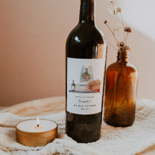 Elegant vinsmakning Picknick bröllopsdusch Vinflaska Etikett