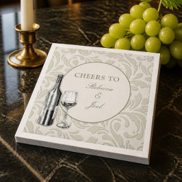 Elegant vinsmakning Sage Green Bröllop Pappersservett