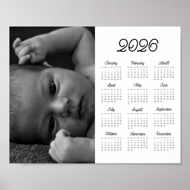 Elegant vintage 2026 fotolandskapskalender poster (Framsidan)