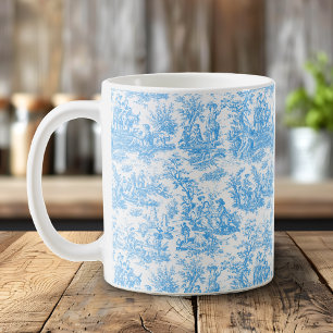 Elegant vintage akvblåtofil de jouy kaffemugg